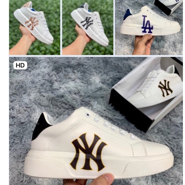 Giày Mc queen LA,NY Trắng Mẫu Mới 2022, Giày MLB , Hàn Quốc Nam Nữ Độn đế full bill box