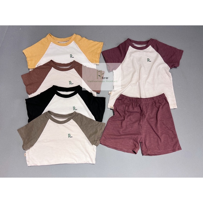 R012- Bộ cộc tay cotton xước cho bé TRE BABY