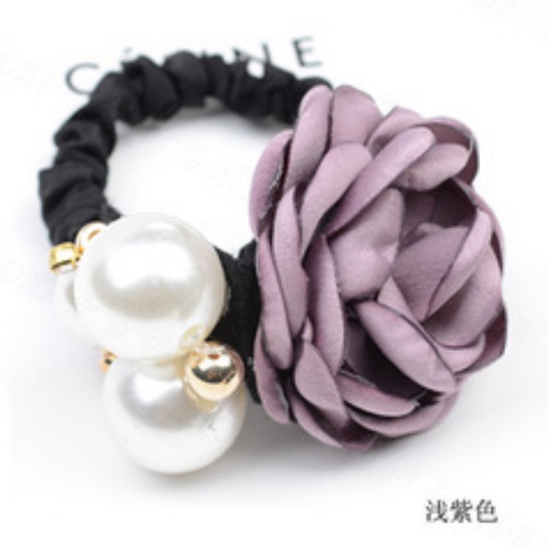 Dây cột tóc thiết kế co giãn đính hoa hồng ngọc trai thời trang