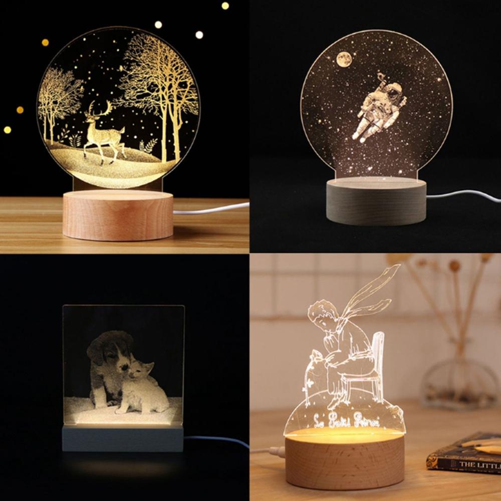 Đế Đèn LED Hình Tròn Bằng Gỗ Thủ Công Độc Đáo