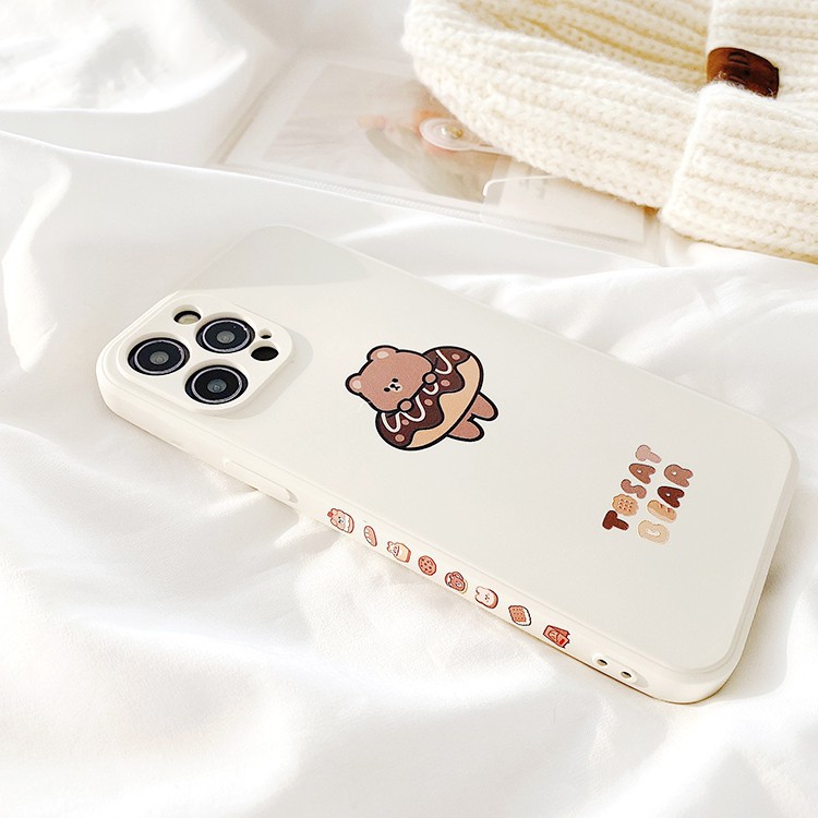 Ốp lưng iphone cạnh vuông viền in hình Bear Brick Tosat Bear Good luck 6/6s/7/7plus/8/8plus/x/xs/ 11/12/pro/max/promax