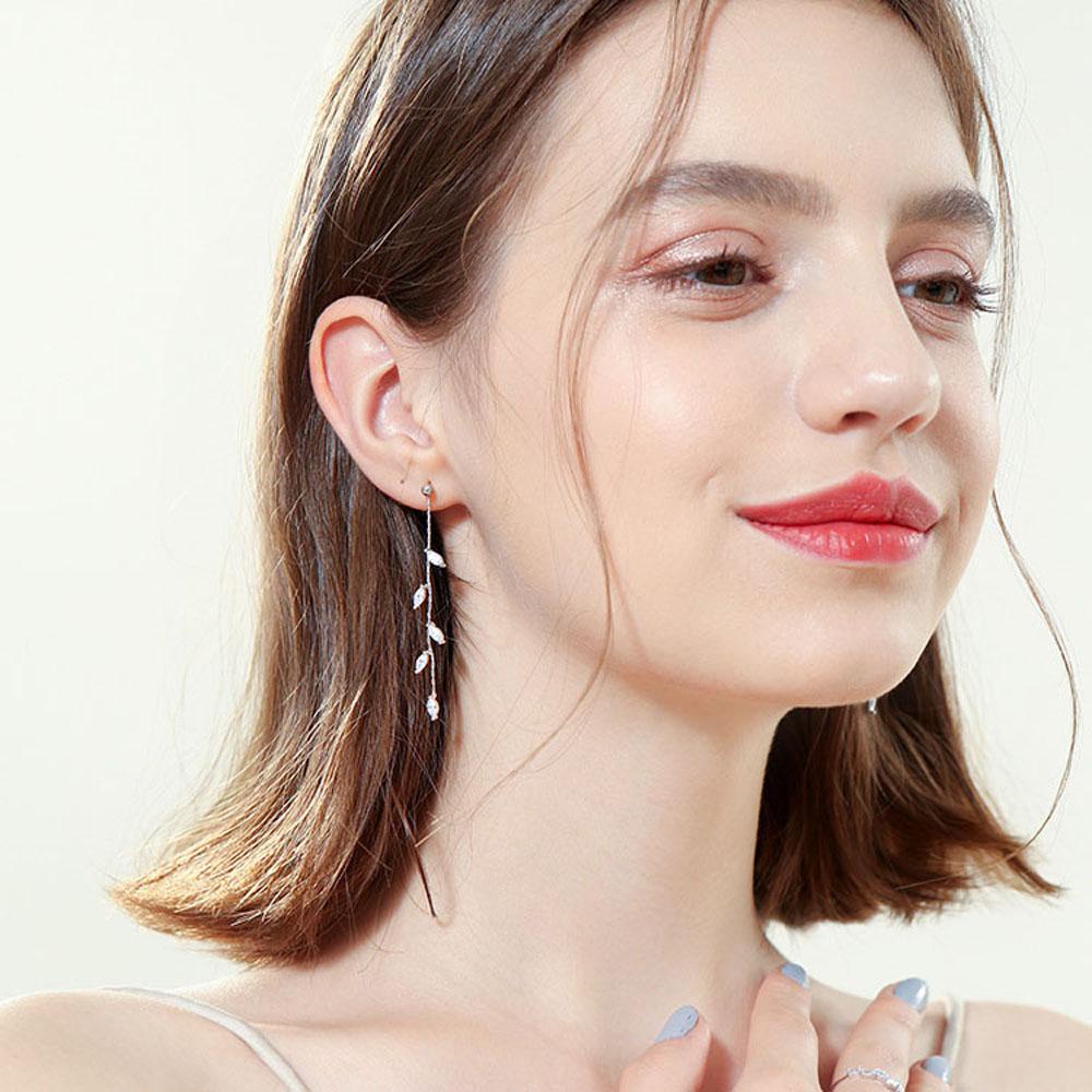 Bông Tai Dáng Dài Hình Chiếc Lá Thanh Lịch|Quà Tặng Đám Cưới Thời Trang Cho Nữ