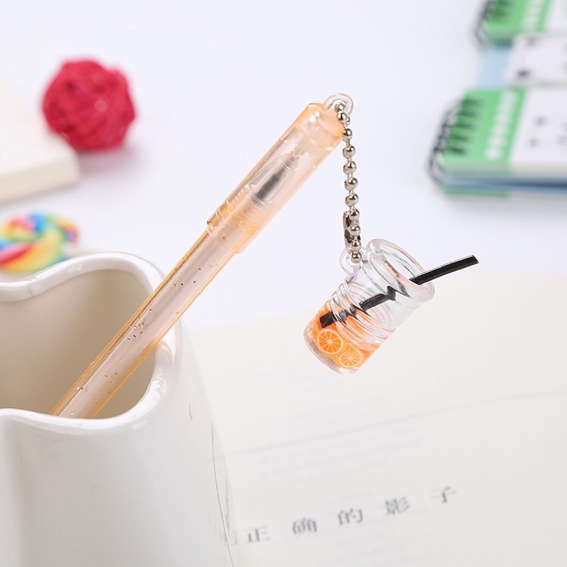 Bút bi nước móc cốc nước mực xanh - tím