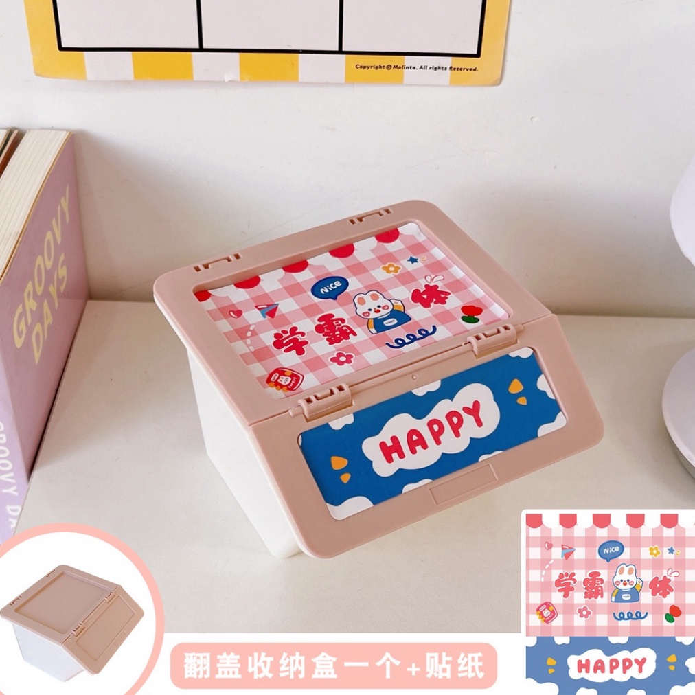 Hộp Đựng Trang Sức Nắp Lật Họa Tiết Hoạt Hình Dễ Thương Có Thể Xếp Chồng - Kệ Đựng Đồ Mini