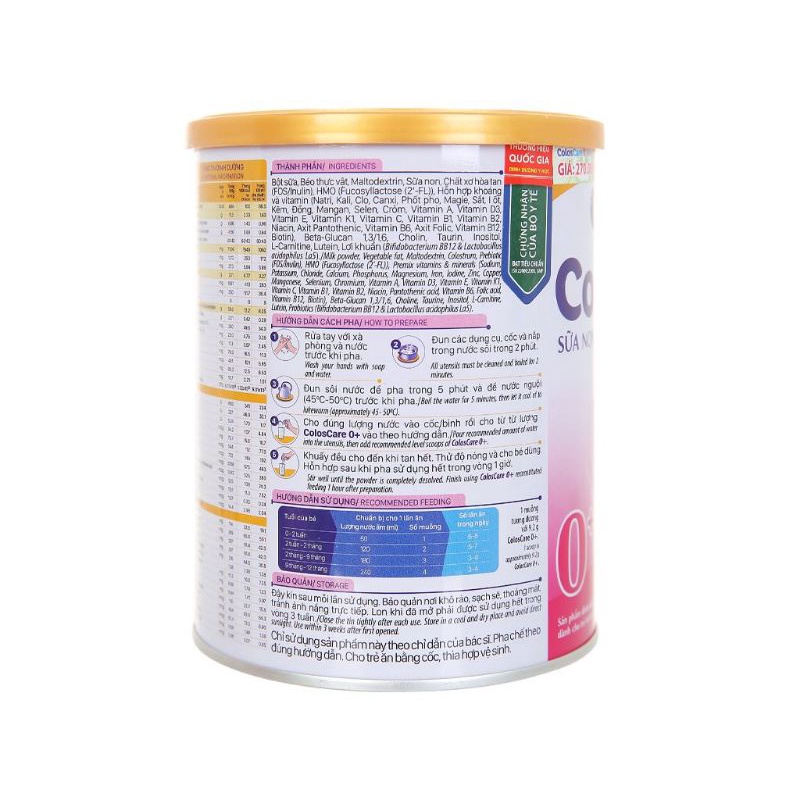 Sữa bột nutricare coloscare 0+ lon 400g, 800g.