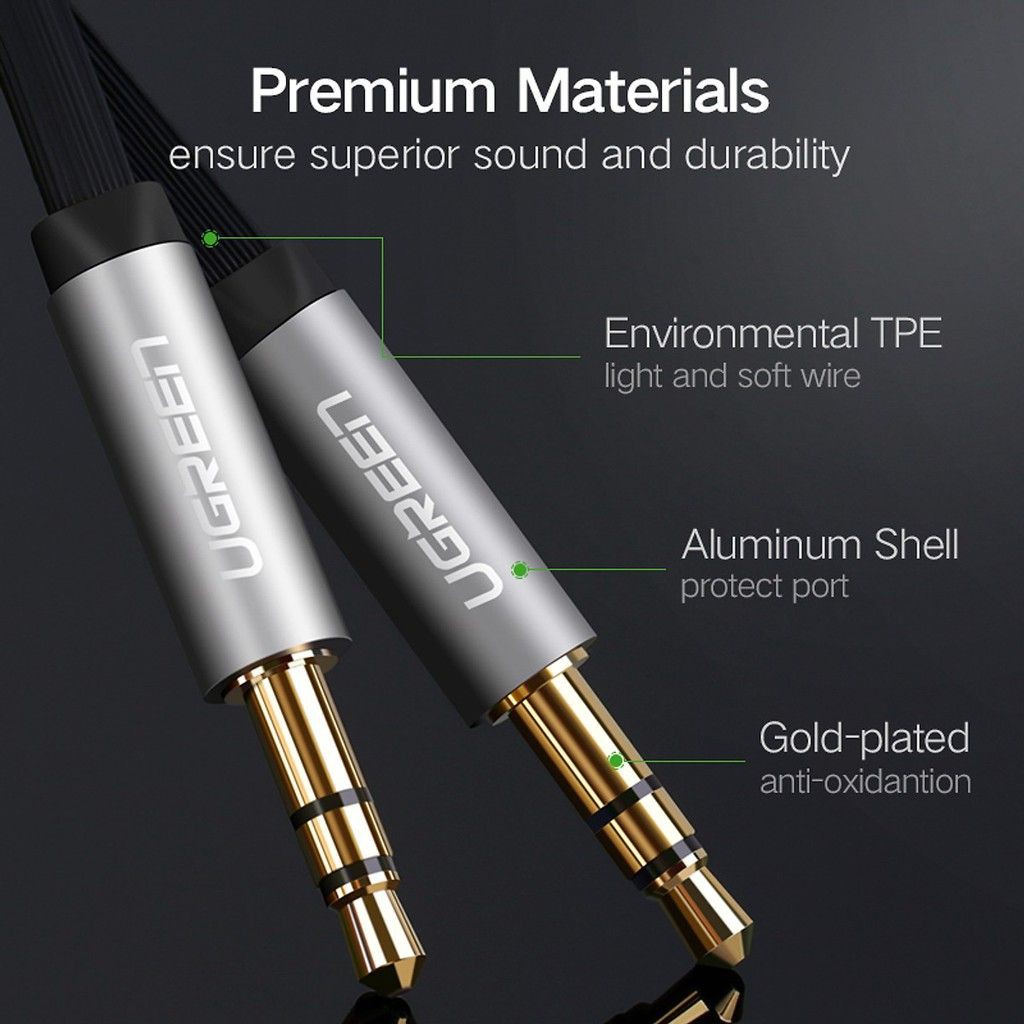 Cáp Audio 3.5mm 2M Ugreen 2 đầu mạ vàng 24K Ugreen 10722_Hàng chính hãng bảo hành 18 tháng