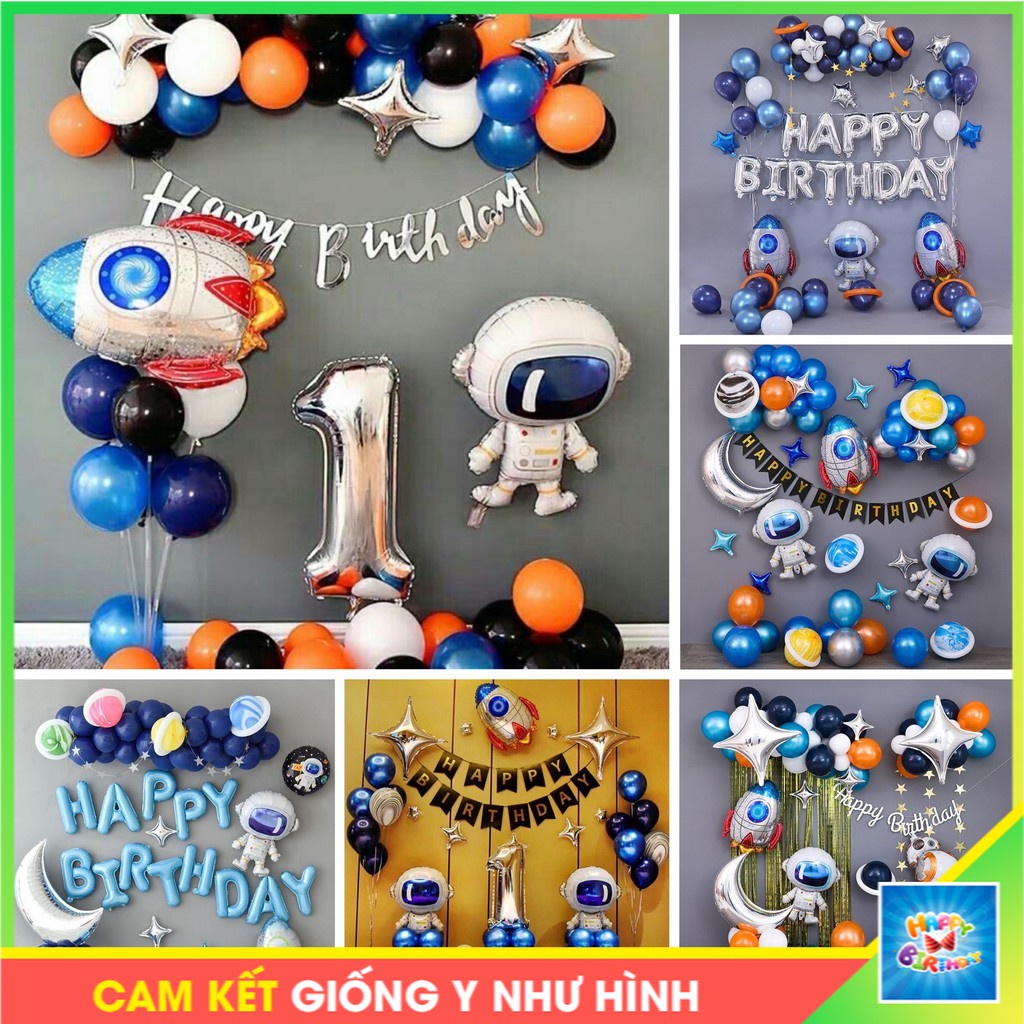 Set trang trí sinh nhật chủ để phi hành gia cho bé