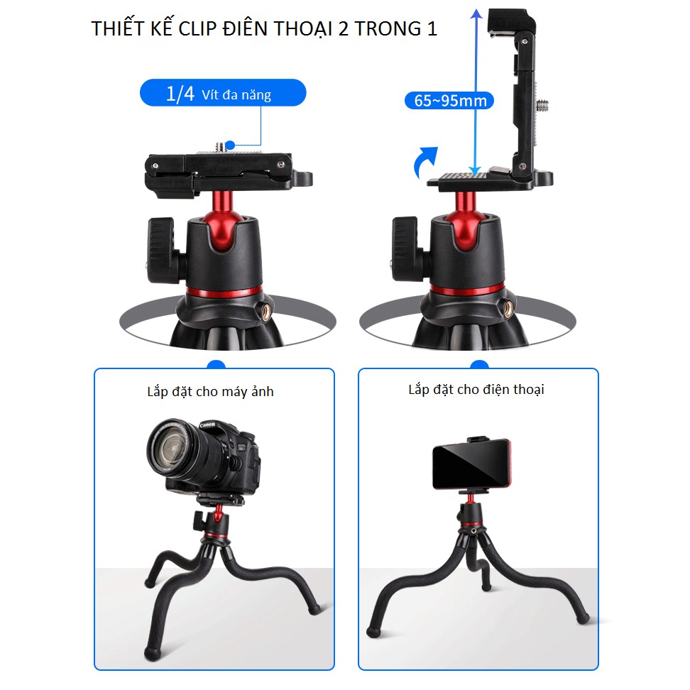 Chân Đế Gimbal Bạch Tuộc Cho Điện Thoại Và Máy Ảnh YT-138A