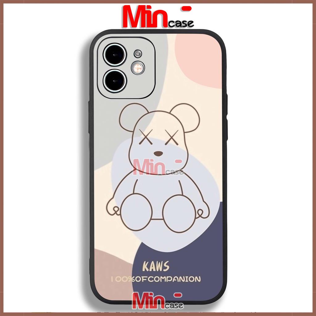 Ốp lưng iPhone Gấu Kaws cạnh viền vuông silicon dẻo cho iphone 6/6s/7/8/X/XS/XR/11/12/13 Pro Plus Max cute dễ thương
