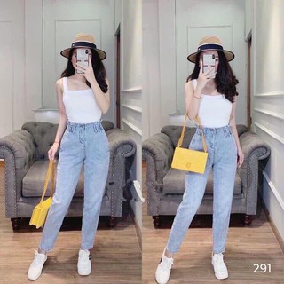 Quần Baggy 💖FREESHIP💖 Quần Jean baggy cạp chun nữ hàng Quảng Châu cao cấp, chất đẹp