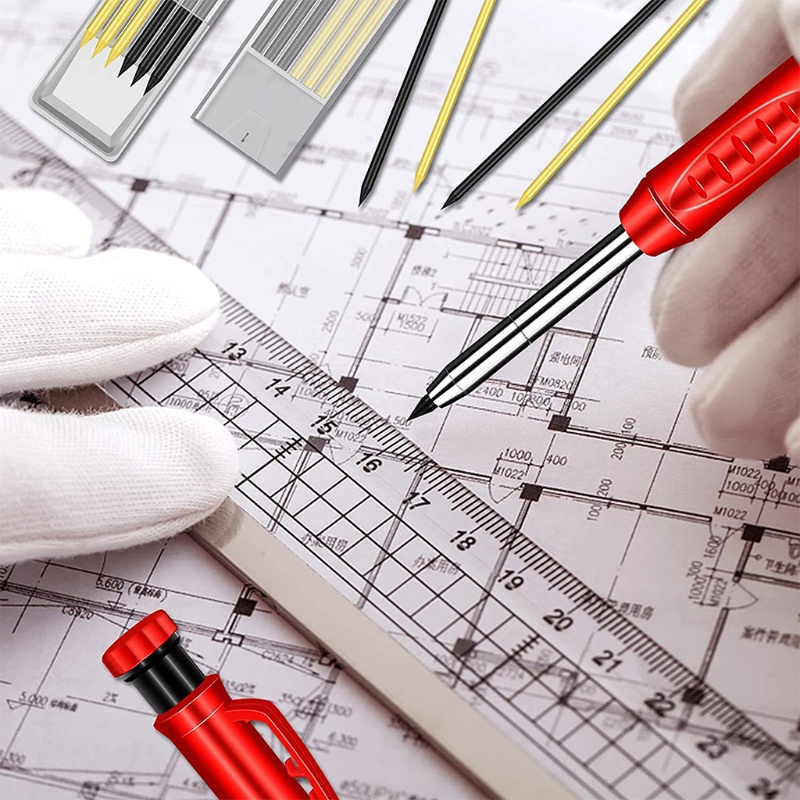 Bộ Bút Đánh Dấu Mộc Bằng Hợp Kim Nhôm Chuyên Dụng Cho Thợ Mộc