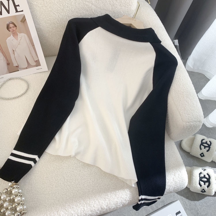 Áo sweater Cổ polo Thêu Hình Gấu Mới Phong Cách Mùa Thu Cho Nữ