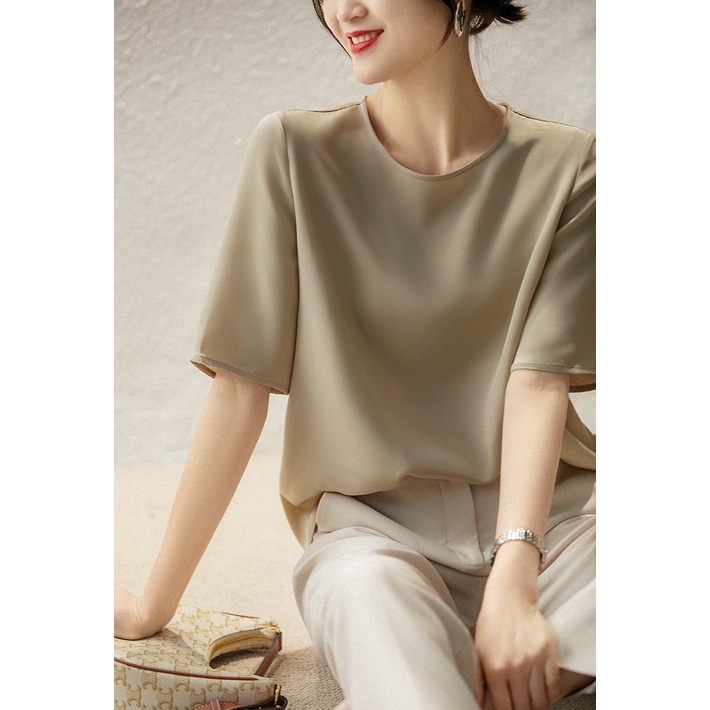 Syc Đa Năng581653Mg Áo Thun Lụa Crepe Thẳng Co Giãn Nhẹ Nhàng Mùa Hè Ý HC