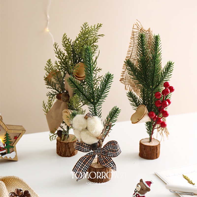 Combo cây thông trang trí giáng sinh mini gỗ, quà tặng noel