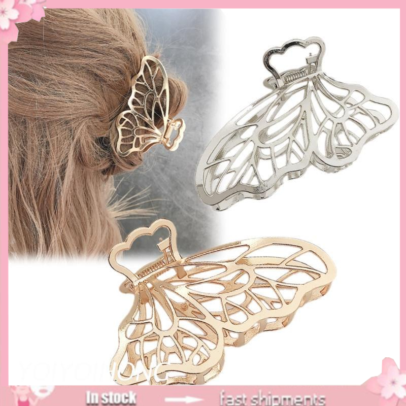 Kẹp tóc hình bướm bằng kim loại dày dặn chống trượt dành cho nữ