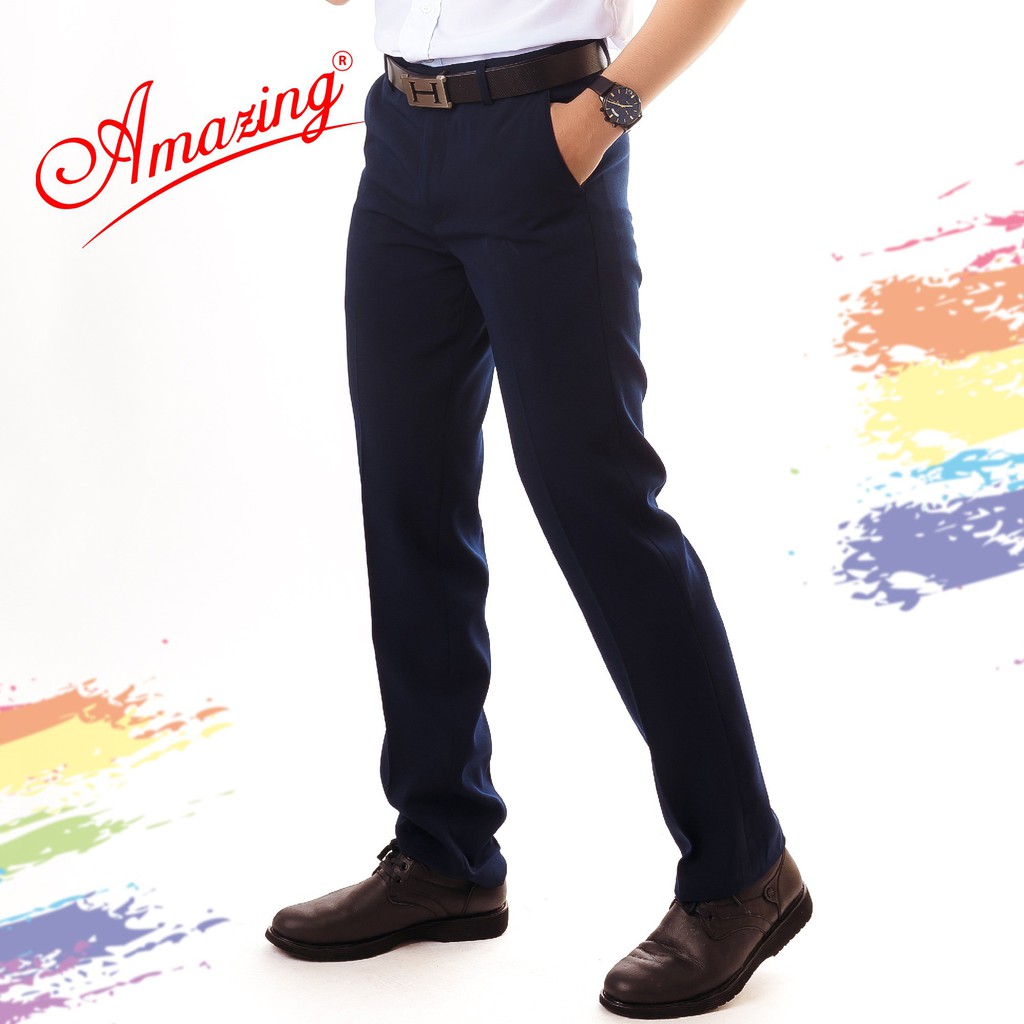 Quần tây âu Amazing form body Hàn Quốc, ống côn, chất liệu co giãn, đồng phục học sinh màu đen và xanh đen | BigBuy360 - bigbuy360.vn