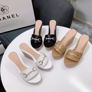 Dép đế xuồng 9P quai ngang phối khóa - Dép đế xuồng nữ quai ngang Chile