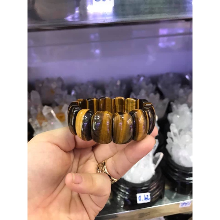 LẮC TAY BẢN ĐÁ MẮT HỔ NÂU VÀNG THIÊN NHIÊN NGUYEN KHỐI