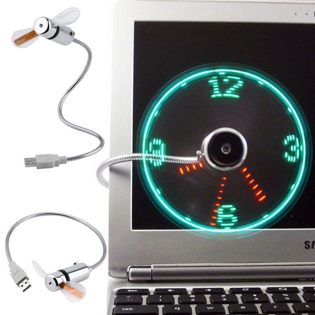 Quạt USB Linh Hoạt Có Đèn LED Hiển Thị Thời Gian Làm Mát Cho PC Laptop Notebook