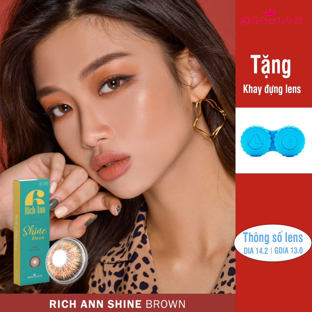 Kính áp tròng 1 ngày Shine Brown ANN365, lens cận màu nâu sáng cao cấp dùng thoải mái suốt 24H