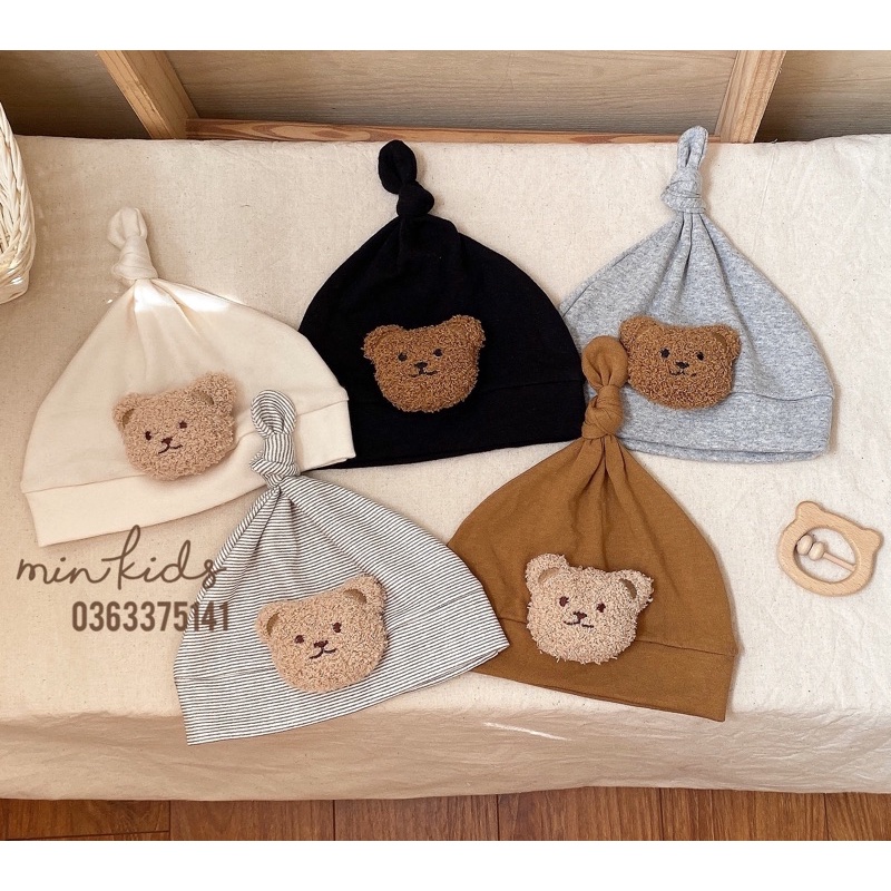 Mũ cotton gấu bông đáng yêu cho bé