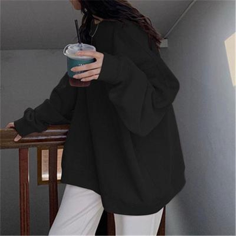 NRVP Áo nỉ dáng rộng thời trang Hàn Quốc đơn giản cá tính cho nữ