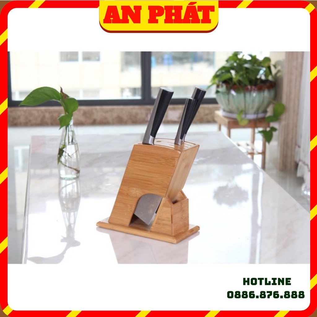 Ống Cắm Dao - Đũa Hình Chữ Nhật Nghiêng Làm Bằng Gỗ Tre Tự Nhiên, Thiết Kế Hiện Đại Đơn Giản, Sang Trọng