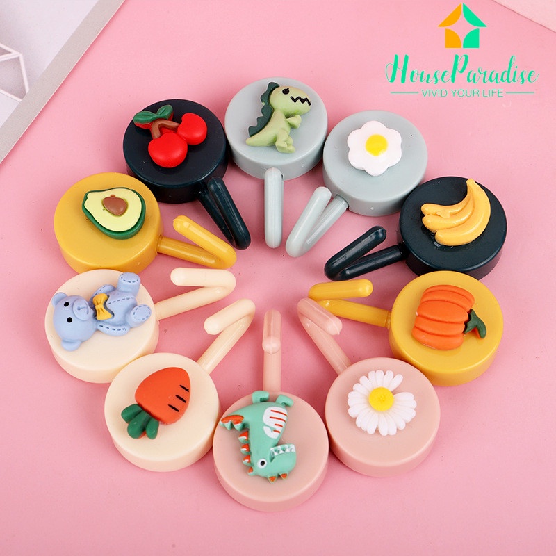 Set 5 Móc Treo Đồ Dán Tường Đáng Yêu Hình Nhân Vật Hoạt Hình