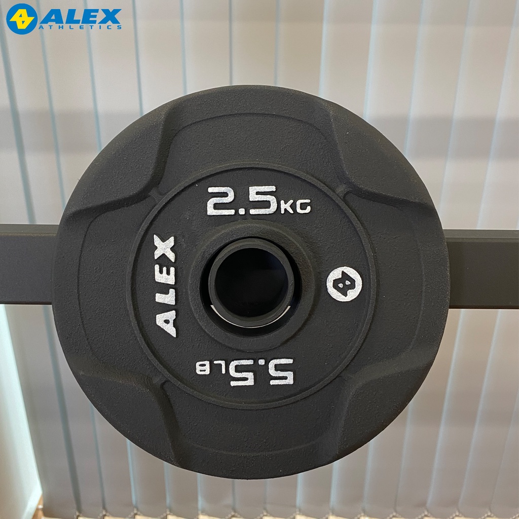 Bộ 2 Tạ Đĩa 2.5kg 4 Lỗ Phi 50 ALEX Màu Đen Cao Cấp, Gang Nguyên Khối Sơn Tĩnh Điện Tập Thể Hình, Gym