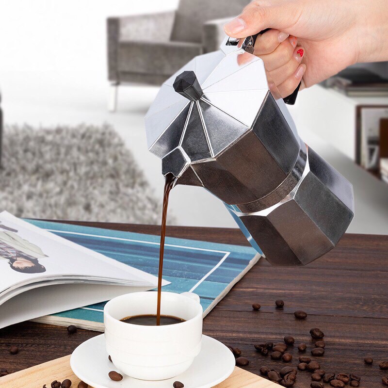 Ấm, Bình Pha Cà Phê Moka Espresso Tại Nhà - Ấm Pha Coffee Kiểu Ý - Tiện Lợi Dễ Sử DỤNG