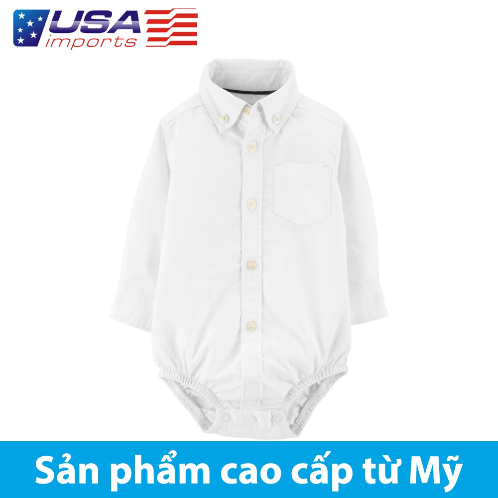 Bodysuit sơ mi tay dài trắng Car-tờ Auth Từ Mỹ (225H792)