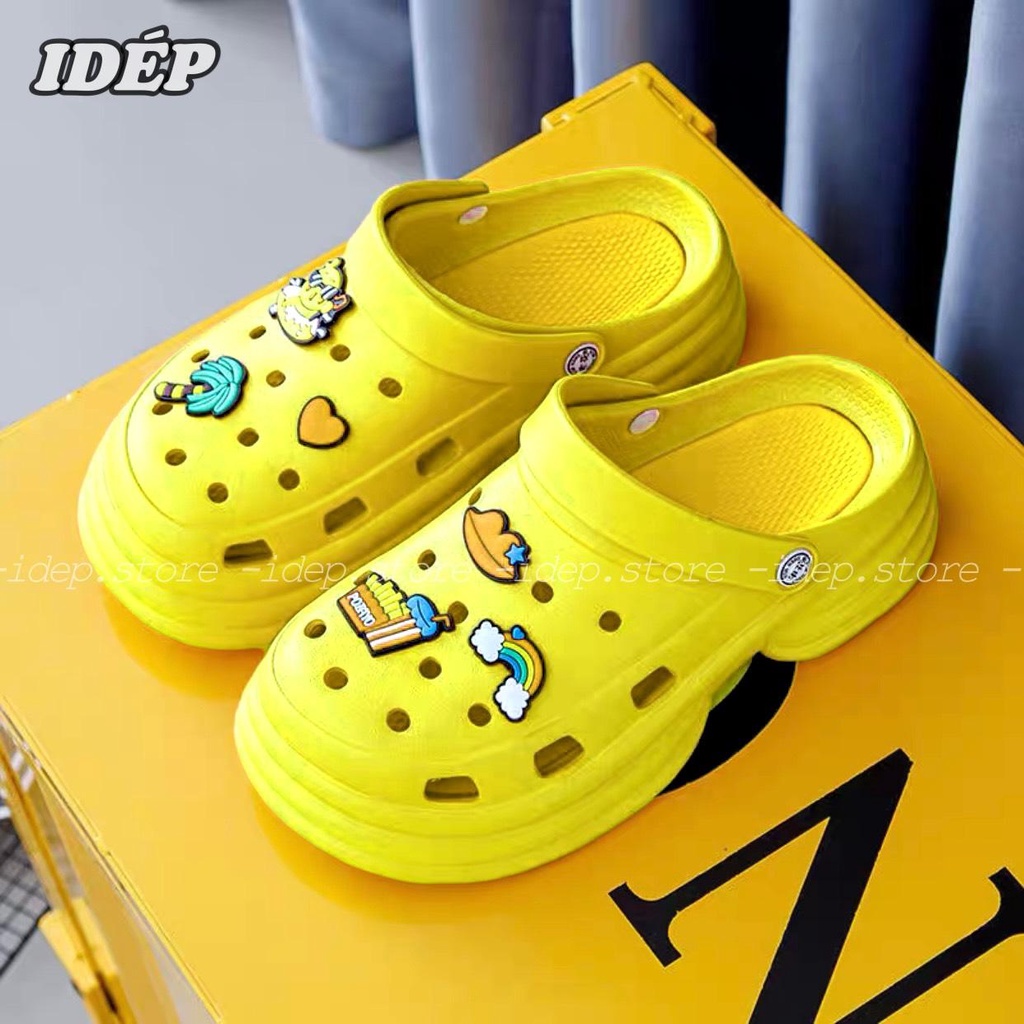 Dép sục CROSS nữ đế độn cao 4cm tăng chiều cao TẶNG 6 Stickers cute siêu nhẹ- Sục y tá đế bánh mì dày iDÉP SL062