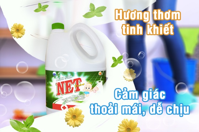 Nước lau sàn Net 4kg tặng Nước rửa chén 800g