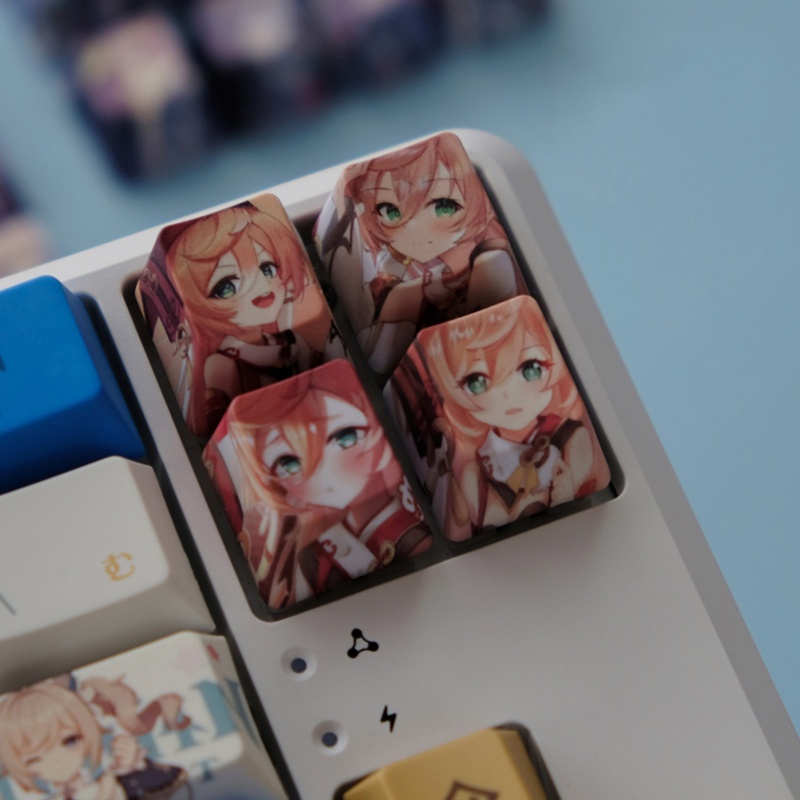 Bộ Phím Rời PBT Genshin-Impact 4 Nút Cho Bàn Phím Cơ Cherry MX