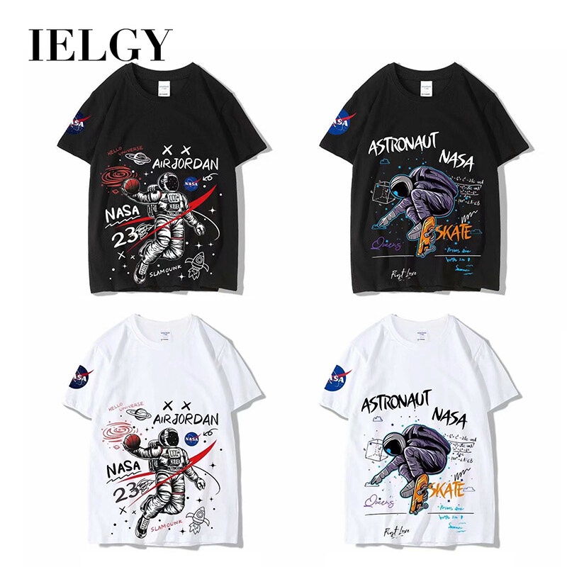 Áo Thun Tay Ngắn Cổ Tròn In Hình Phi Hành Gia Phong Cách hip hop Thời Trang Mùa Hè Cho Nam