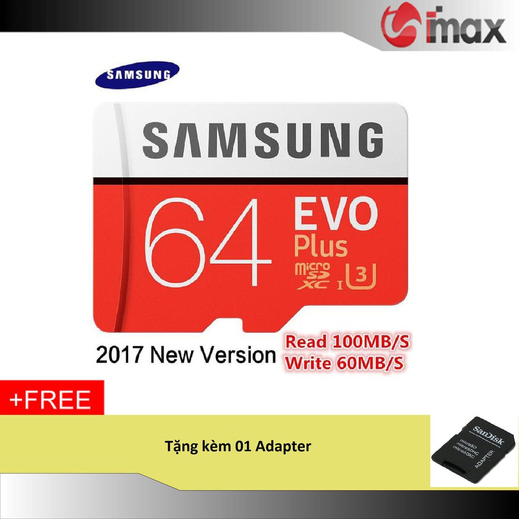 Thẻ nhớ 64GB Samsung Evo Plus New (100 Mb/s) + Adapter