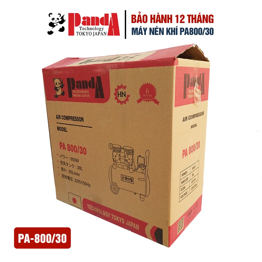 Máy nén khí không dầu Panda PA800/30, Bình 30L, Công suất 850W, Bảo hành 12 tháng