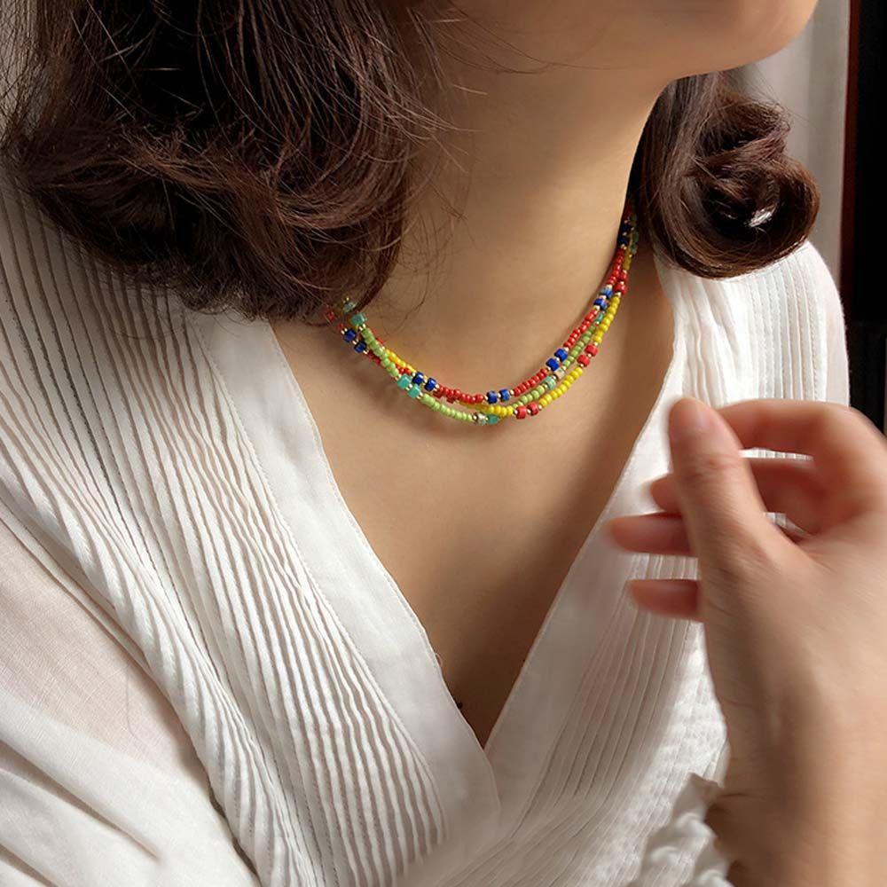AROMA Vòng cổ Hạt Nhiều Màu Thời Trang Hàn Quốc
