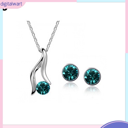 Bộ Vòng cổ + Bông Tai Mạ Bạc Đính Đá Sang Trọng Cho Nữ