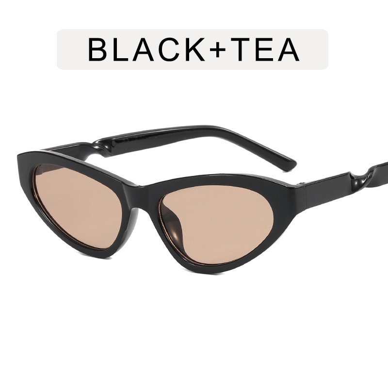 (YUZHU) Kính Mát Gọng Nhỏ Xoắn Mắt Mèo Thiết Kế Thời Trang Phương Tây Hip Hop