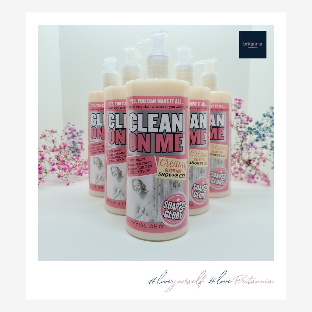 BẢN MỚI NẮP BẬT - (Bill UK) Britannia - Sữa tắm Soap & Glory Clean on Me Creamy Shower Gel 75ml - 500ml