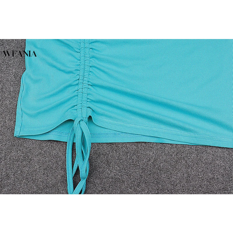 Đầm Trễ Vai Phối Dây Rút Xếp Ly Thời Trang Quyến Rũ Cho Nữ