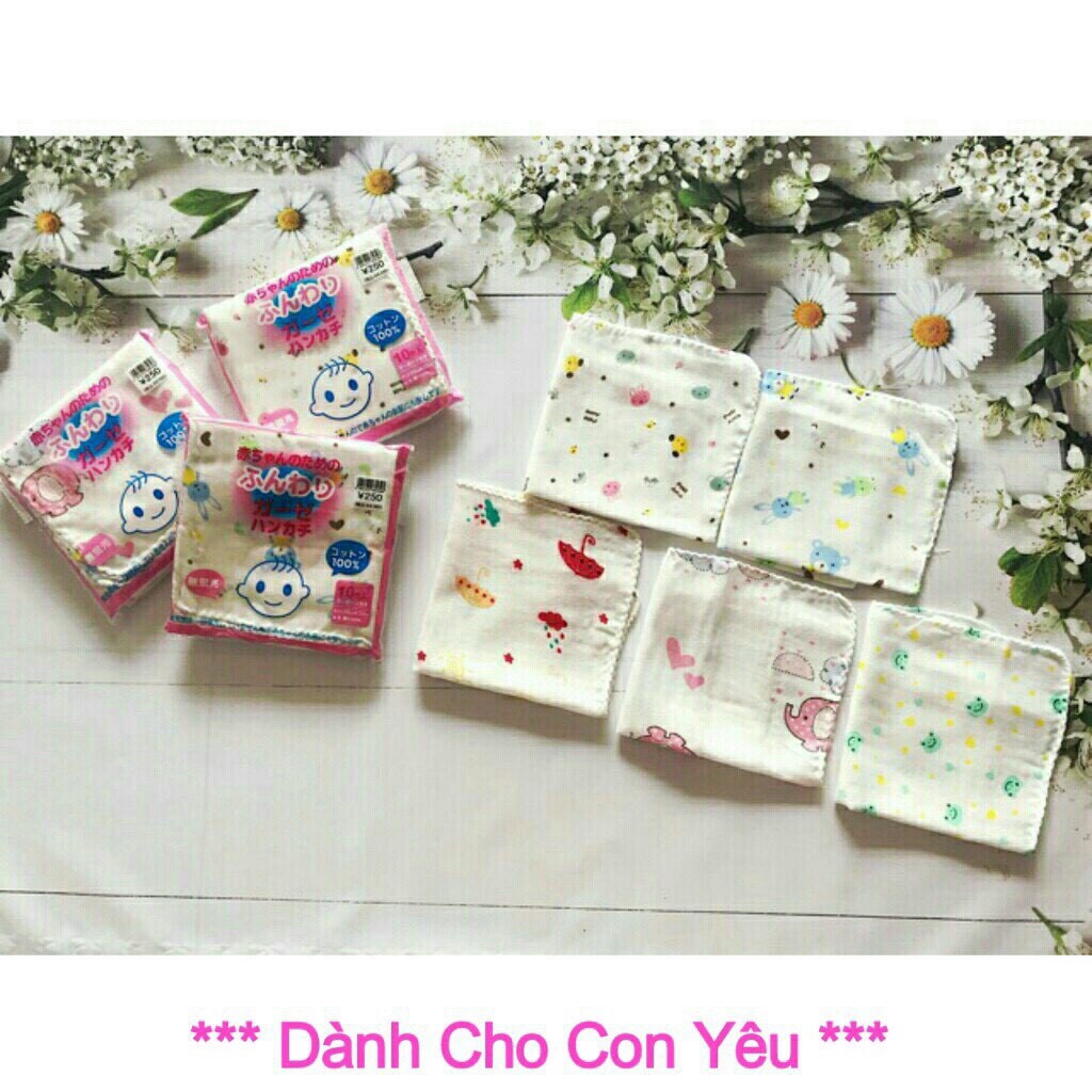 Khăn sữa hoa xuất nhật (set 10 cái) dùng vệ sinh cho bé