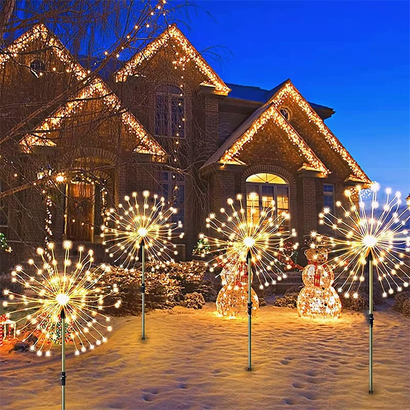 Dây Đèn LED Năng Lượng Mặt Trời Hình Pháo Hoa Bồ Công Anh One Trang Trí Sân Vườn