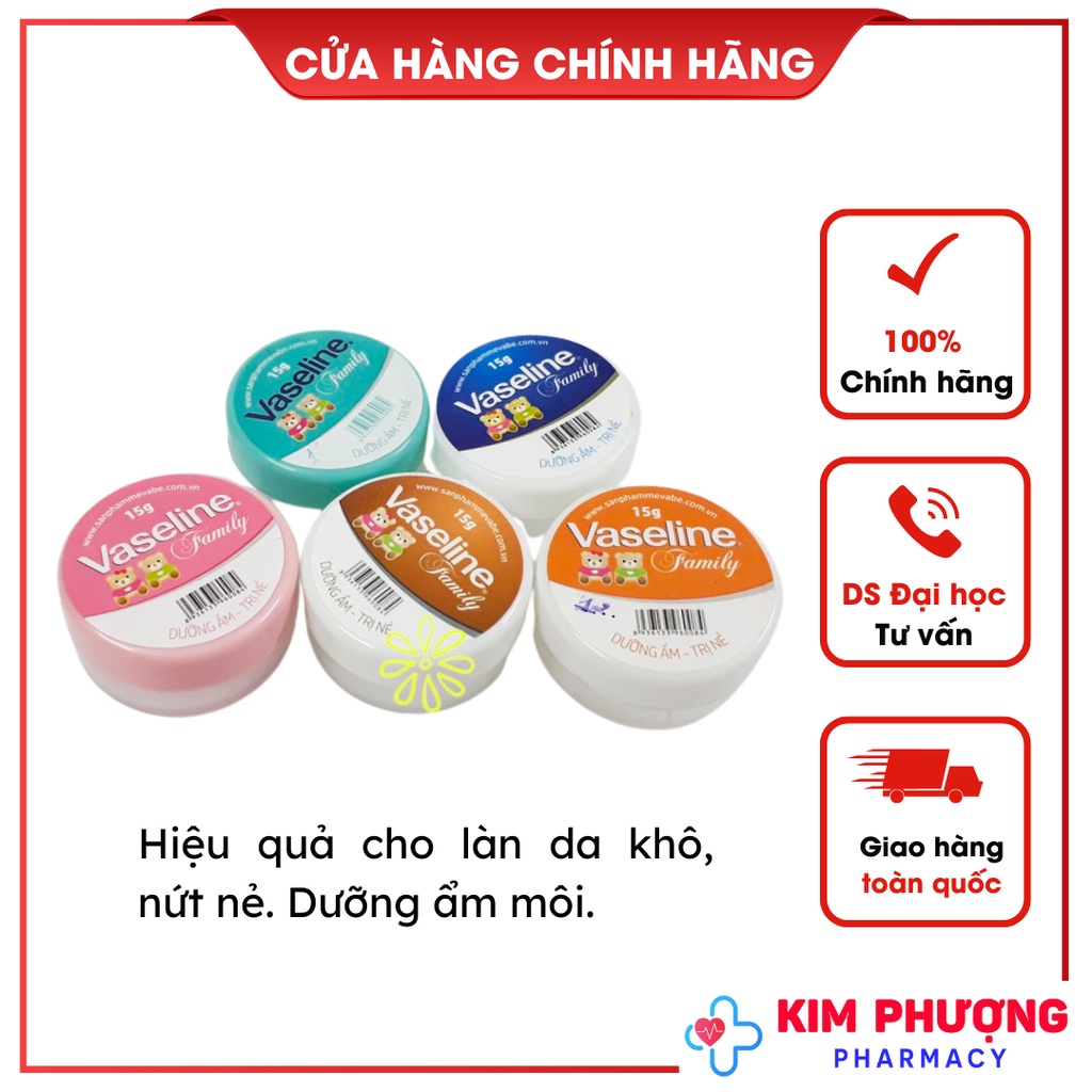 Kem vaselin family bôi ngừa nứt nẻ, khô môi (15g)