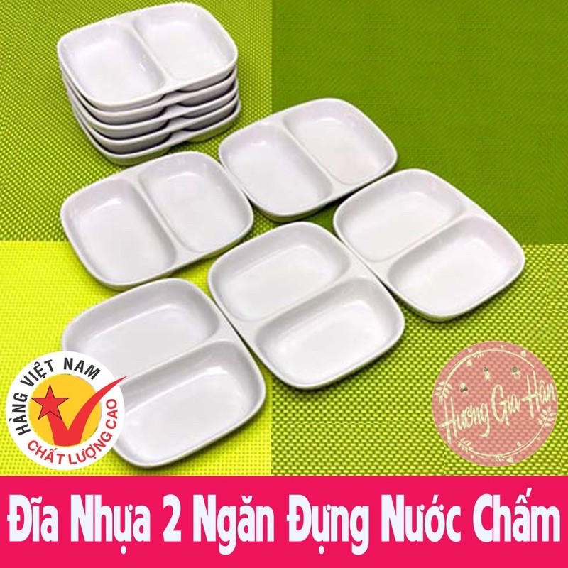 Đĩa đựng gia vị, nước chấm 2 ngăn