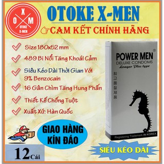 Bao Cao Su POWER MEN Longer Plus Type Chống Xuất Tinh Sớm có gân,gai tăng hưng phấn BCS Hộp 12 Chiếc