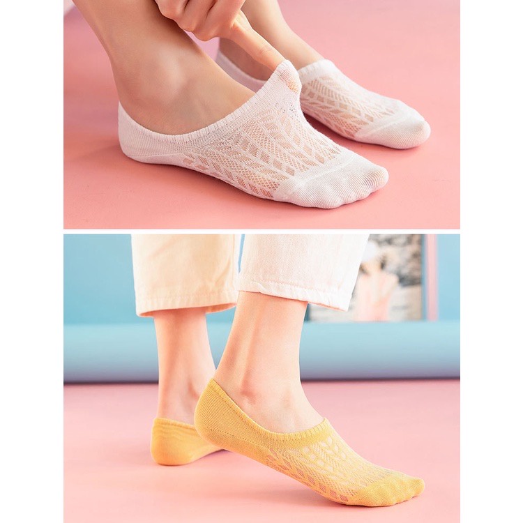 [Hàng mới về] Vớ cotton lụa mỏng thoáng khí chống trượt khử mùi kháng khuẩn phong cách Hàn Quốc cho nữ