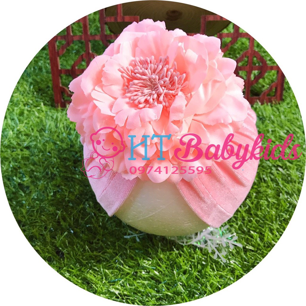 Mũ turban cho bé Hoa Mẫu Đơn