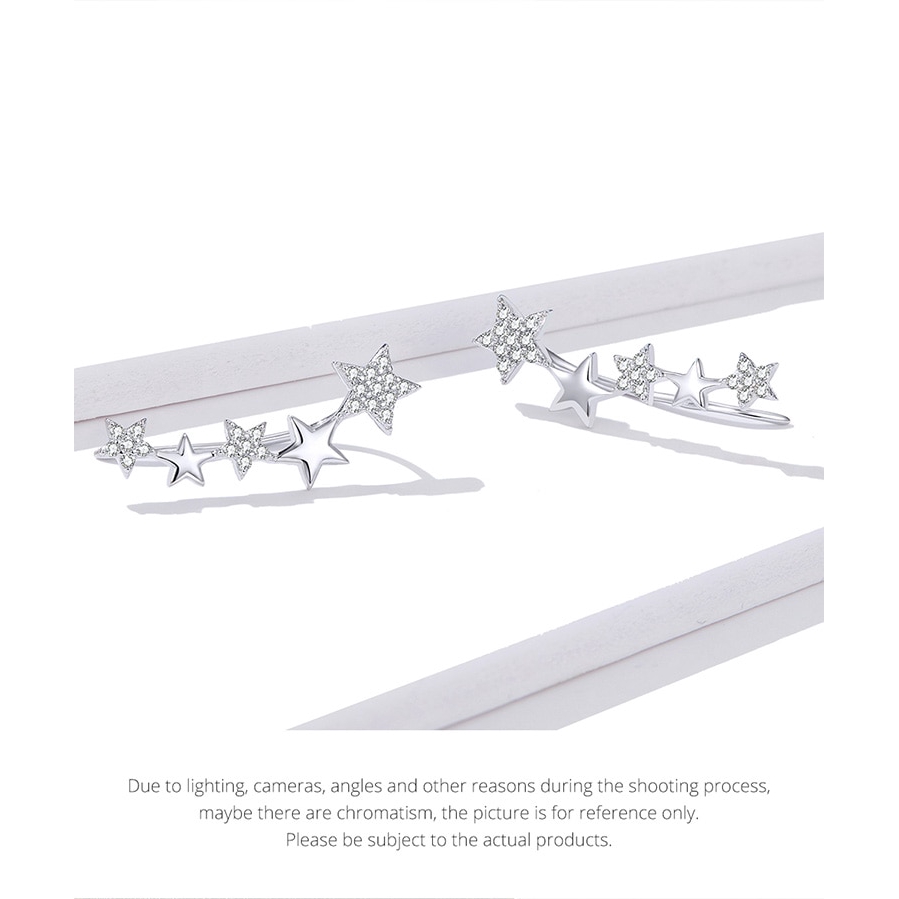 Khuyên tai Bamoer BSE351 bằng bạc hình ngôi sao thời trang